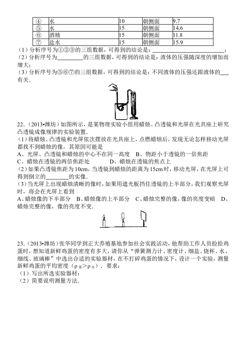 2013年山东潍坊市中考物理真word版含答案_中考真题_4.物理中考真题2015-2024年_地区卷_山东省_山东潍坊中考物理08-21