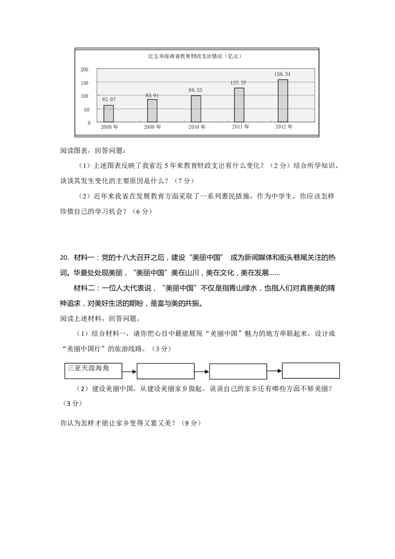 2013年海南省中考政治试题及答案_中考真题_7.政治中考真题2015-2024年_地区卷_海南中考政治08-21