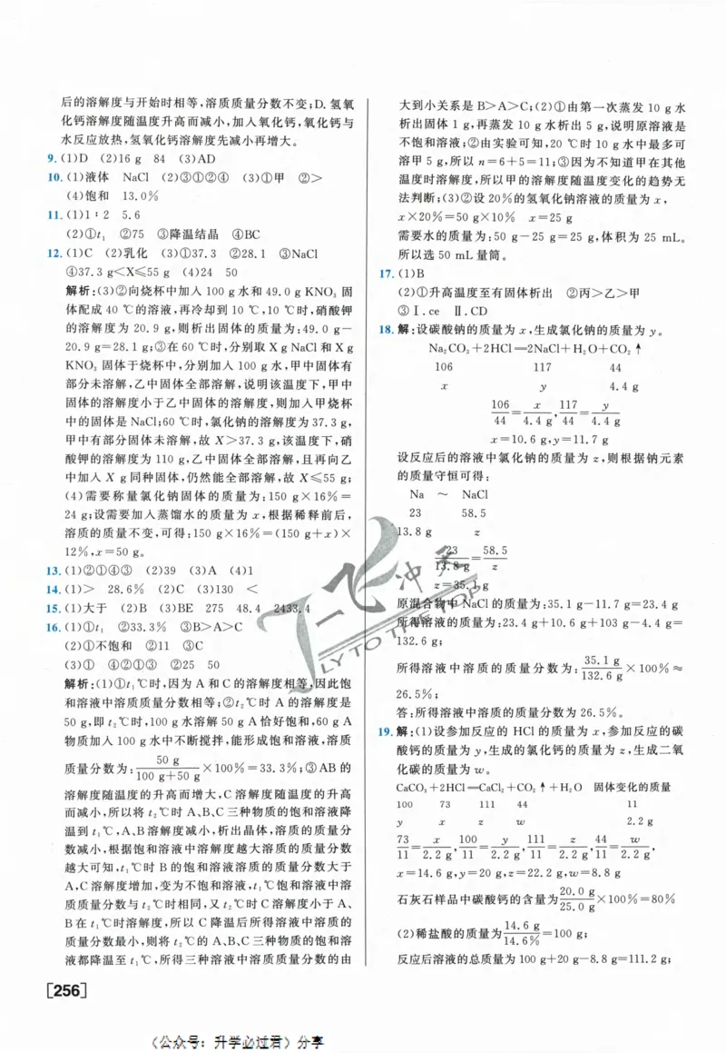 一飞冲天-中考专项精品试题分类-化学参考答案_《一飞冲天-中考专项》2026版_一飞冲天-中考专项精品试题分类（2024版）