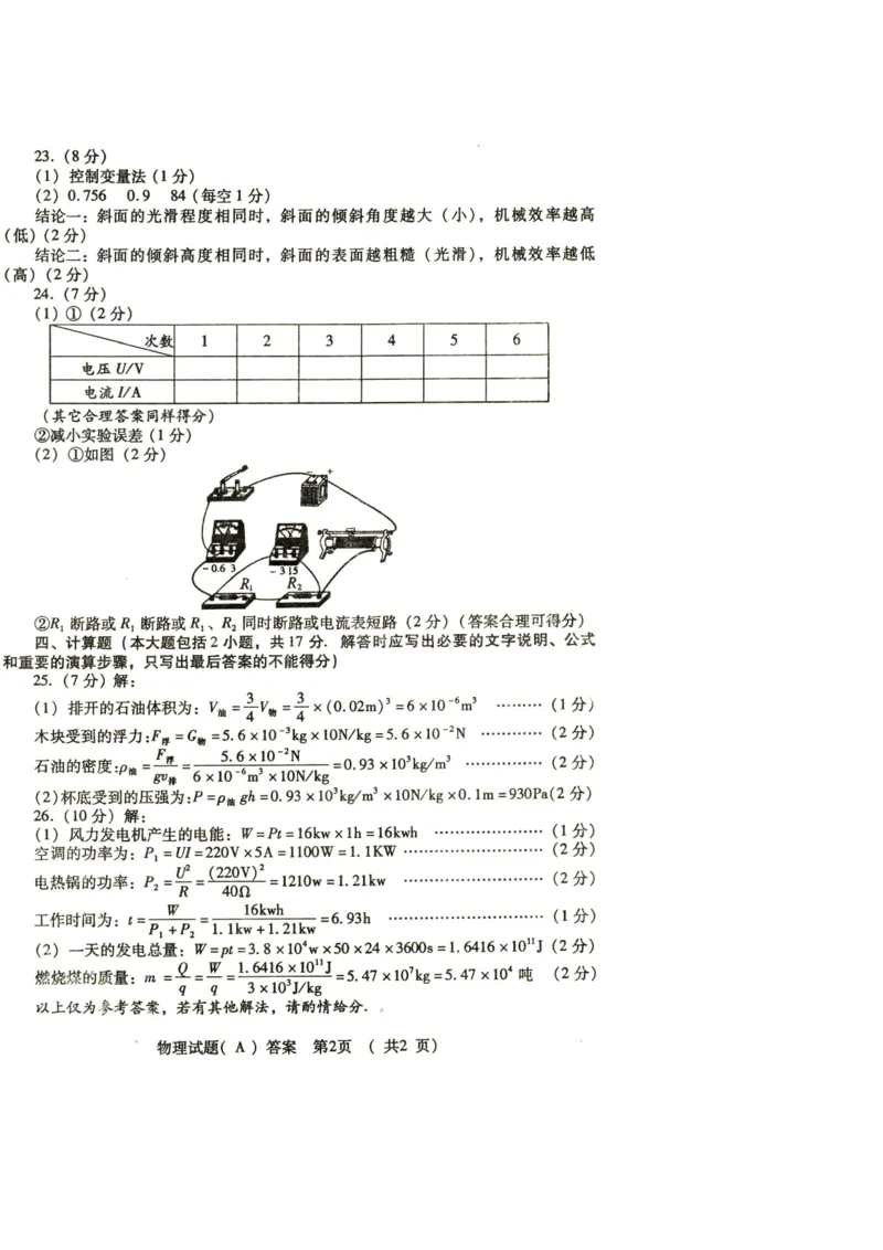 2010年山东潍坊市中考物理真word版含答案_中考真题_4.物理中考真题2015-2024年_地区卷_山东省_山东潍坊中考物理08-21