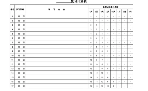 艾宾浩斯遗忘曲线复习计划表_法硕法学真题（2010-2025）_2.赠品_其他_艾宾浩斯记忆表