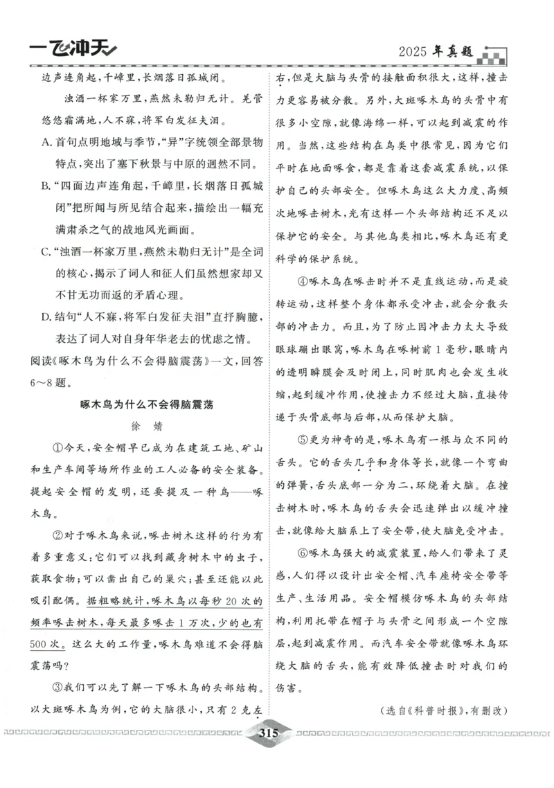 2026《一飞冲天中考模拟试题汇编》语文参考答案_《一飞冲天-中考专项》2026版_一飞冲天-中考模拟试题汇编（2026版）