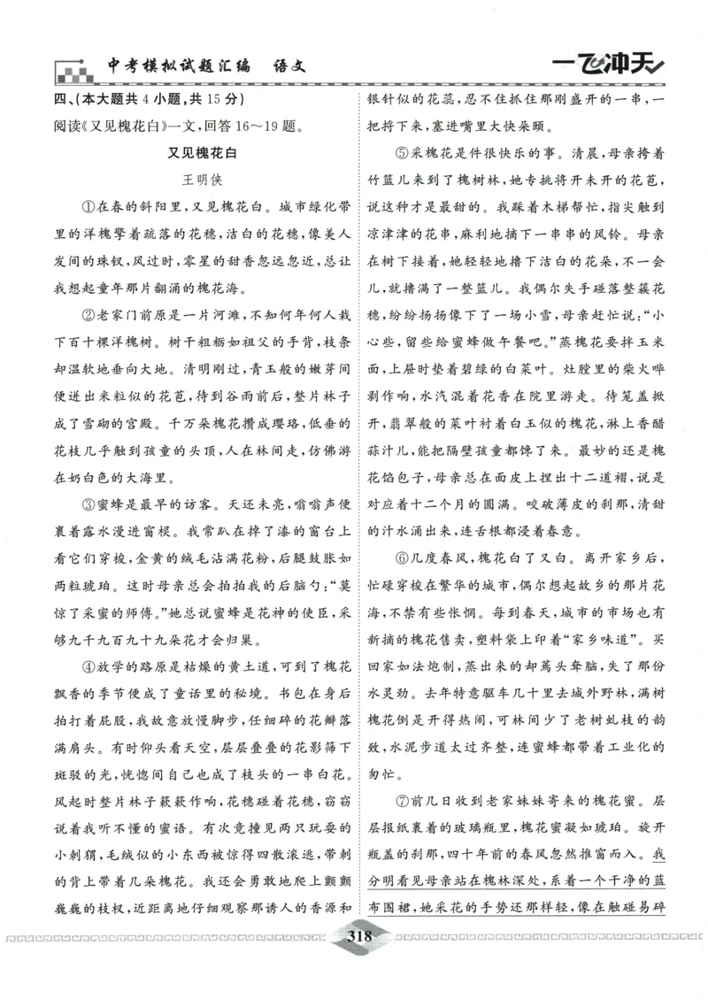 2026《一飞冲天中考模拟试题汇编》语文参考答案_《一飞冲天-中考专项》2026版_一飞冲天-中考模拟试题汇编（2026版）