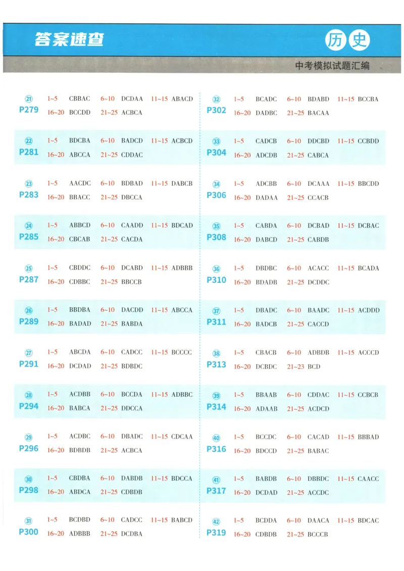 2026《一飞冲天中考模拟试题汇编》历史参考答案_《一飞冲天-中考专项》2026版_一飞冲天-中考模拟试题汇编（2026版）