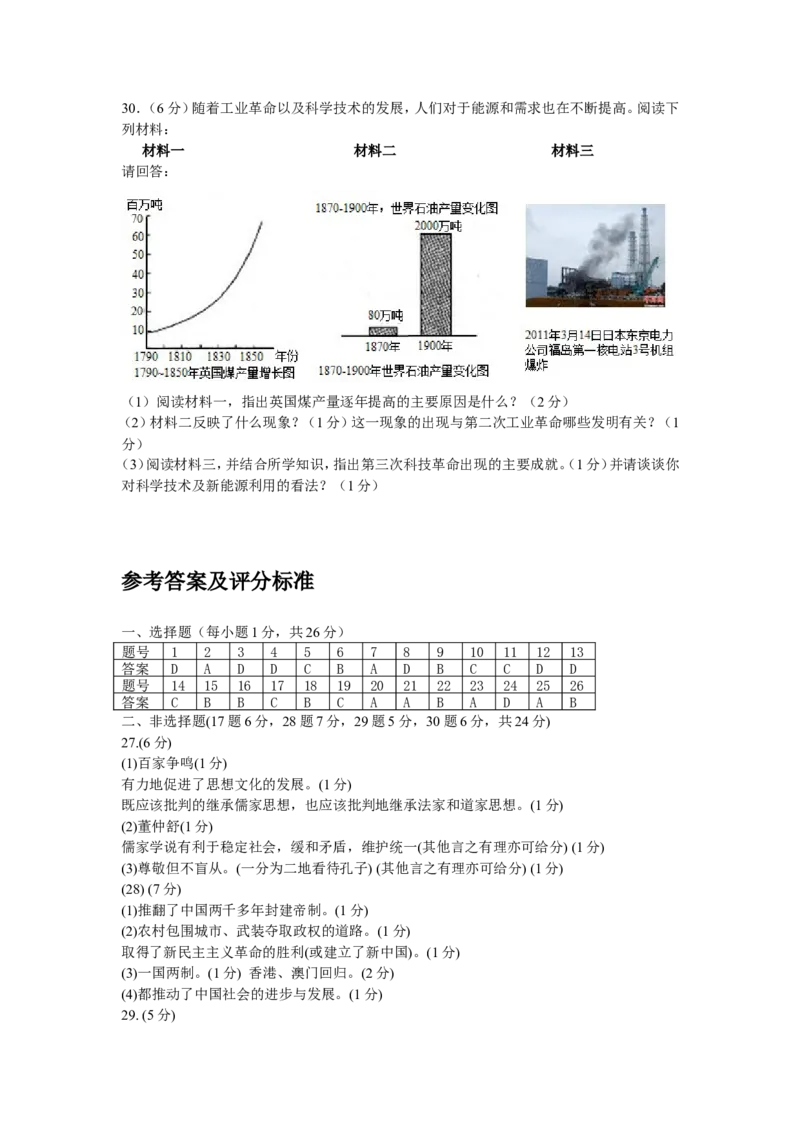 2011年江苏省扬州市中考历史试题及答案_中考真题_6.历史中考真题2015-2024年_地区卷_江苏省_扬州历史08-22_扬州中考历史