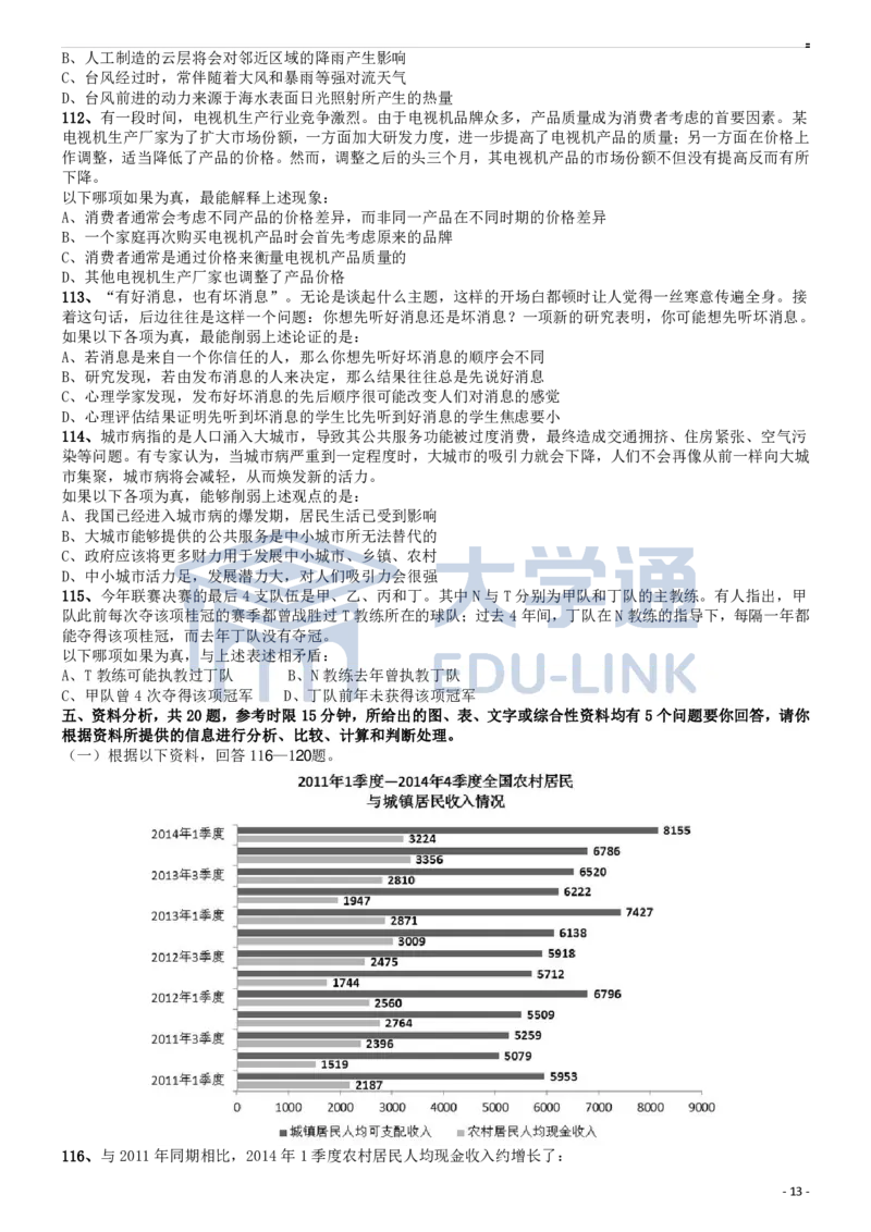 2015年国家公务员考试《行测》真题卷（副省级)_2000-2025国考行测PDF