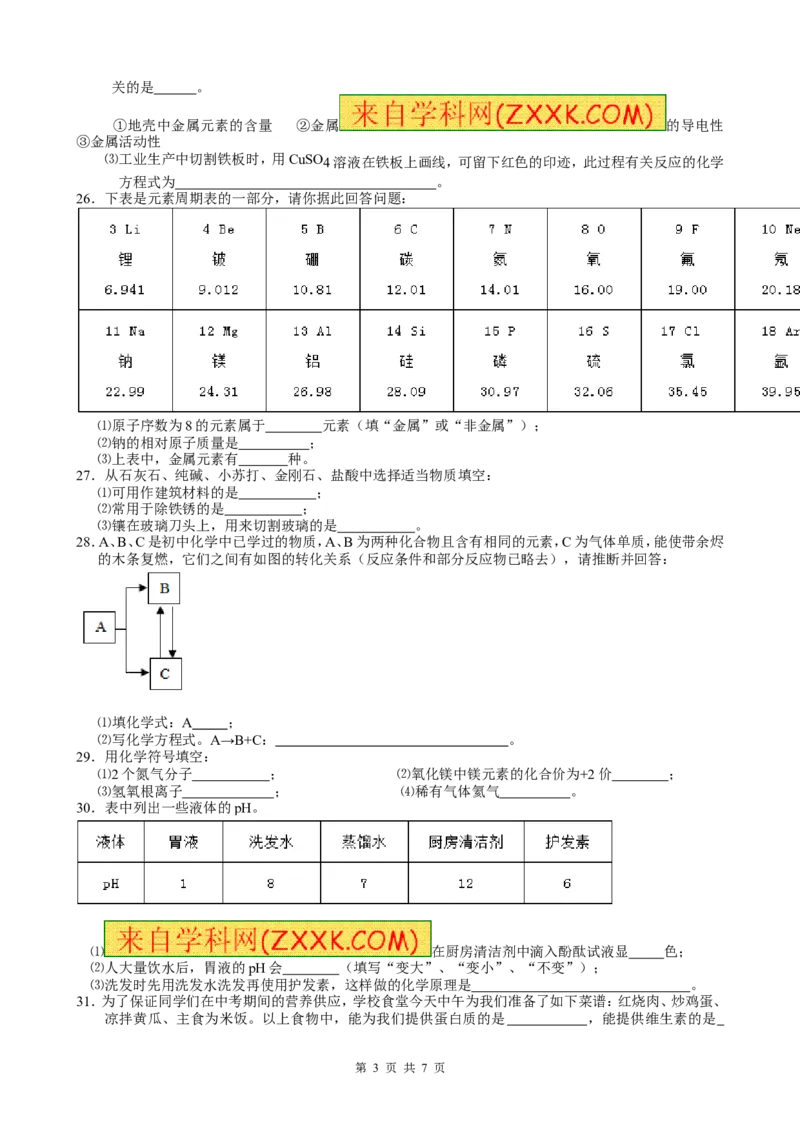 2012年湖南常德中考化学试题及答案_中考真题_5.化学中考真题2015-2024年_地区卷_湖南省_化学常德11-22