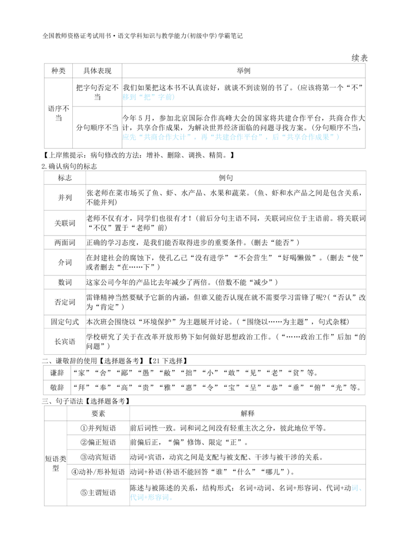 初中语文-学霸笔记44页_教资_初高中2026教资_26上资料（持续更新）_初中科三_初中科目三资料合集①_初中语文