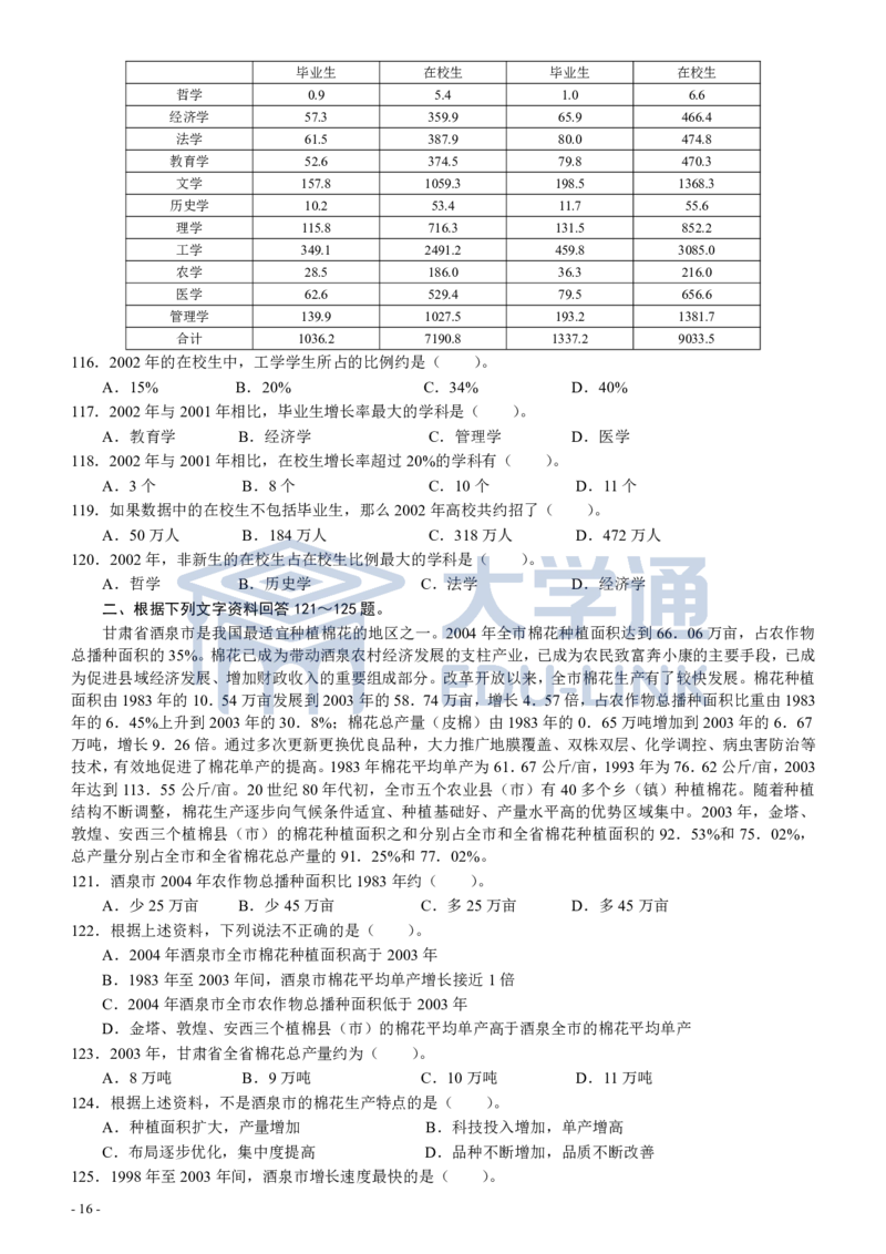 2005年国家公务员考试《行测》真题卷（二）_2000-2025国考行测PDF