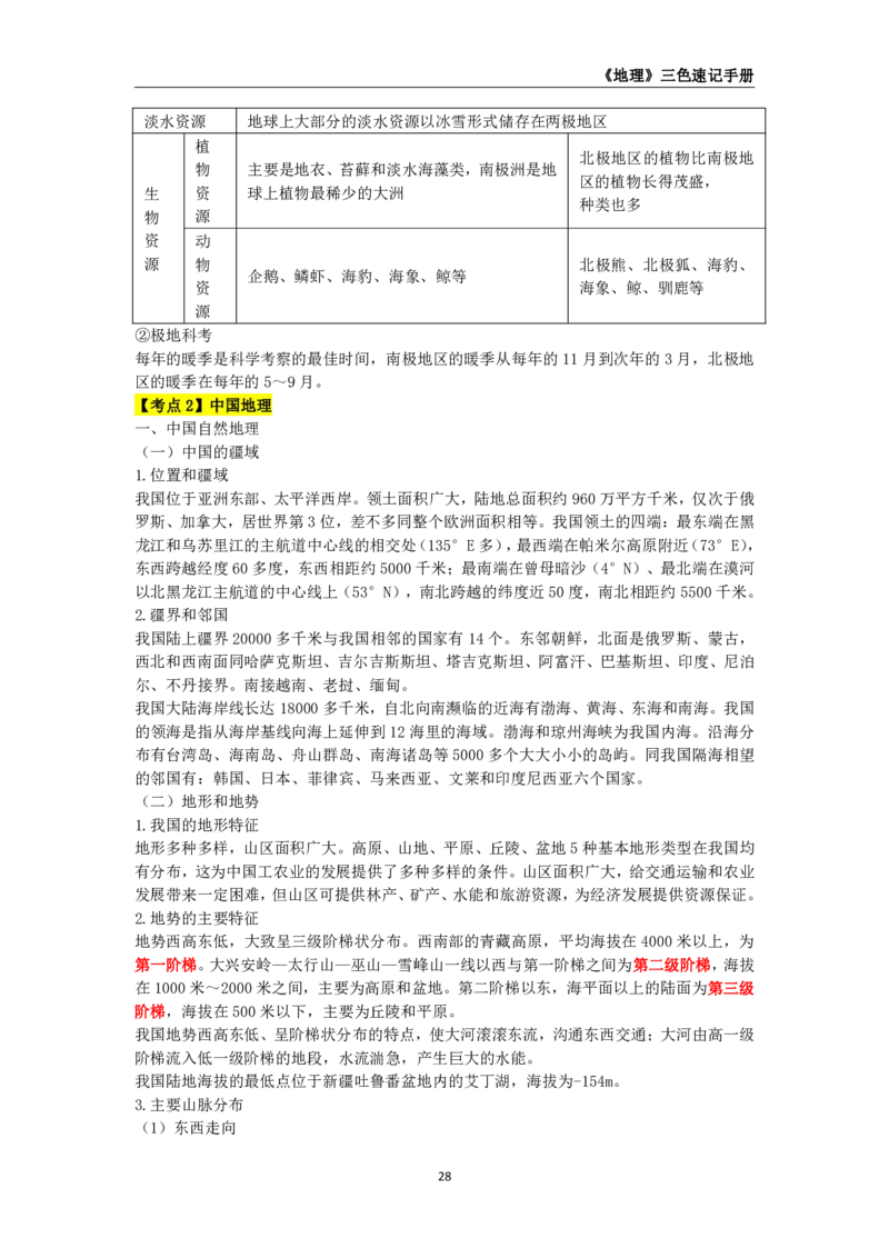 教师资格《（高中）地理》三色速记手册_教资_33教资笔试历年真题汇总（科一+科二+科三）_科三真题_02高中科三各科电子资料包合集_地理（资料文档）_高中地理