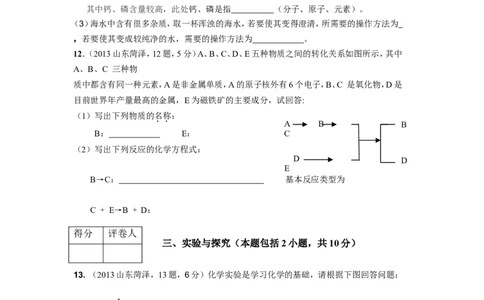 2013年菏泽市中考化学试题及答案_中考真题_5.化学中考真题2015-2024年_地区卷_山东省_菏泽化学10-21