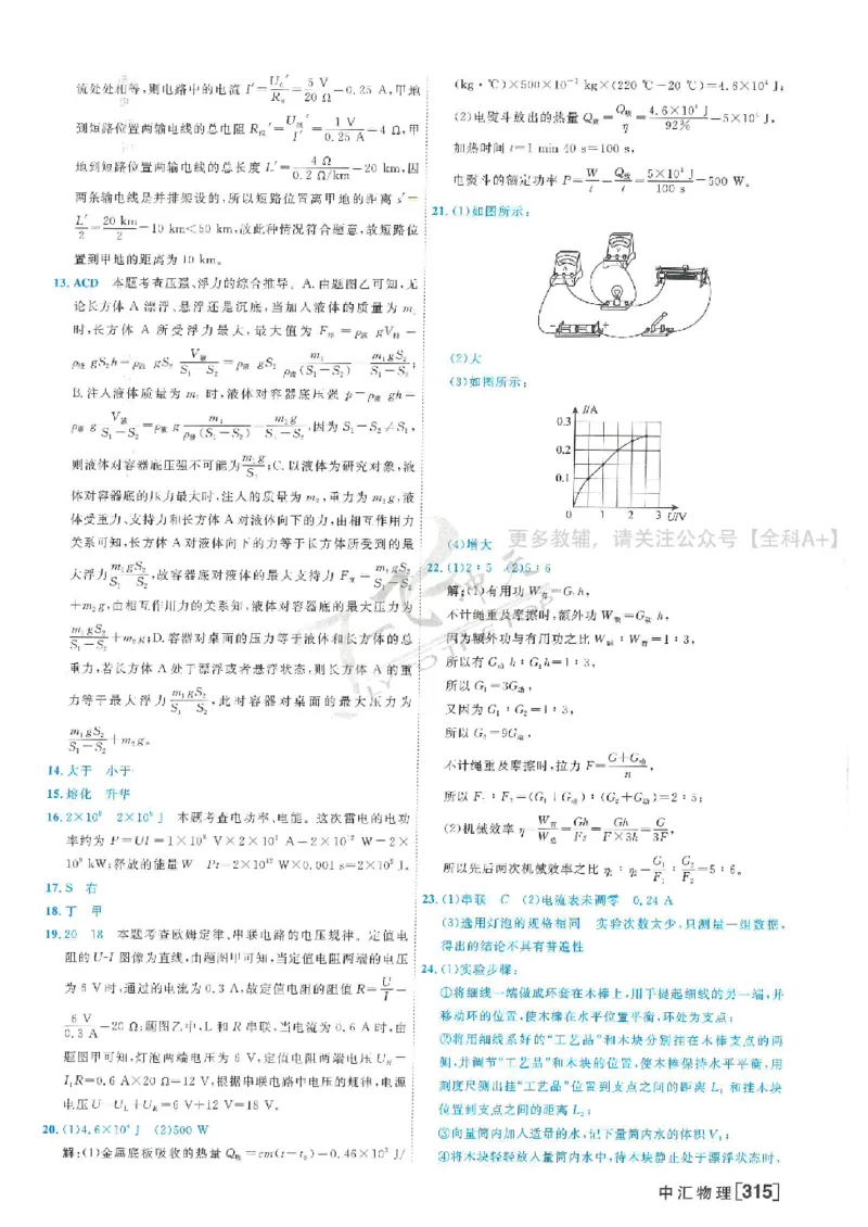 2025《一飞冲天-中考模拟试题汇编》物理答案_《一飞冲天-中考专项》2026版_一飞冲天-中考模拟试题汇编（2025版）