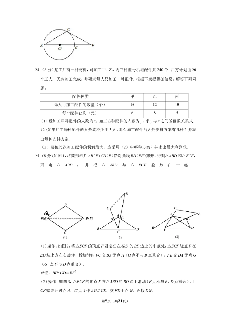 2011年湖南省岳阳市中考数学试卷_中考真题_2.数学中考真题2015-2024年_地区卷_湖南省_岳阳数学11-22