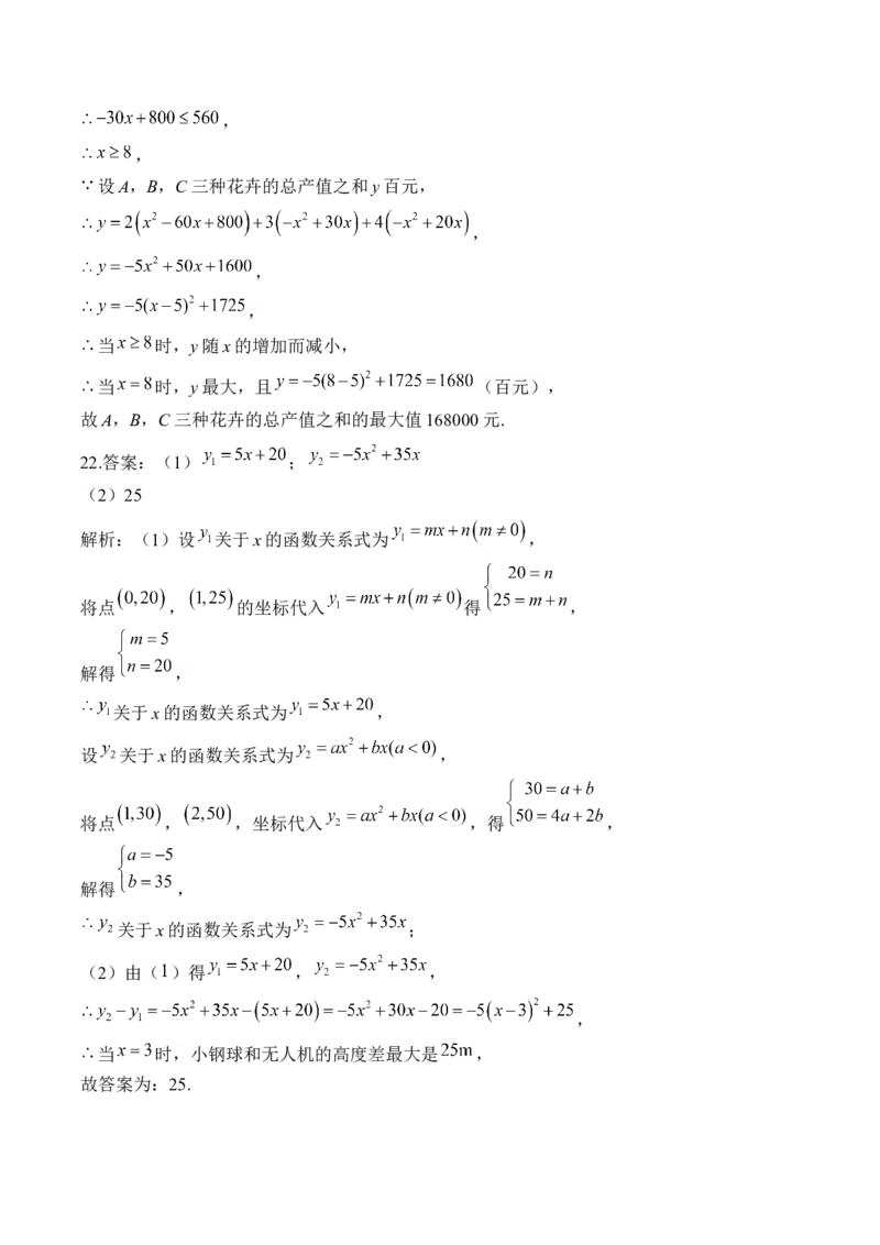 专题三变量与函数&mdash;&mdash;2025届中考一轮数学突破热点训练营（含解析）_2数学总复习_2025中考复习资料_2025届中考数学一轮突破&nbsp;热点训练营(含解析)