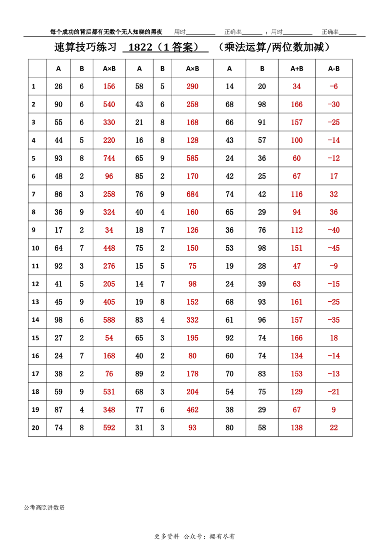 新速算1813-1822（答案版）_2026考公资料_超格合集_数资高照合集_速算高照抖音速算直播课_速算每日打卡题