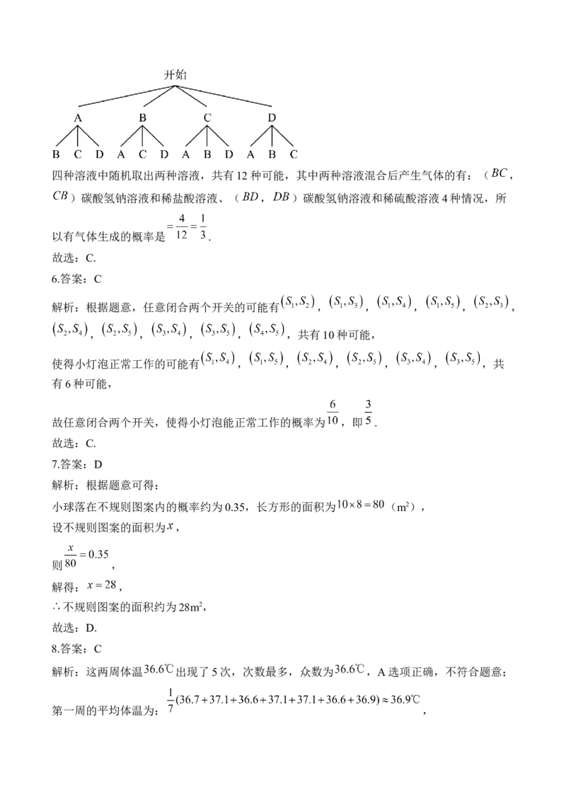 专题六统计与概率&mdash;&mdash;2025届中考一轮数学突破热点训练营（含解析）_2数学总复习_2025中考复习资料_2025届中考数学一轮突破&nbsp;热点训练营(含解析)