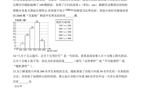 专题六统计与概率&mdash;&mdash;2025届中考一轮数学突破热点训练营（含解析）_2数学总复习_2025中考复习资料_2025届中考数学一轮突破&nbsp;热点训练营(含解析)