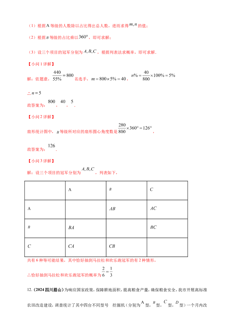 专题28概率（解析版）_2数学总复习_2025中考复习资料_（2025年中考复习全国通用）2024年中考数学真题专题分类精选汇编_2024年中考数学真题分类汇编：专题28概率（原卷版+解析版）