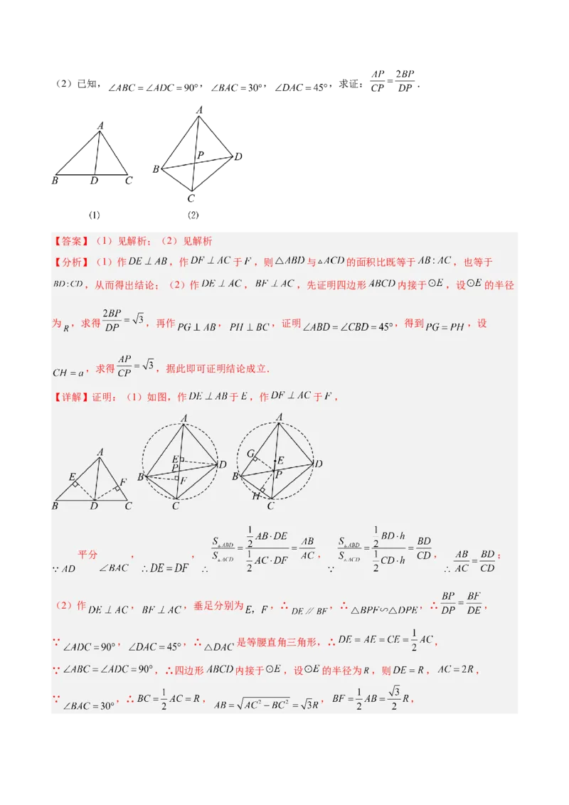 2025年中考数学几何模型综合训练（通用版）专题07三角形中的重要模型之平分平行（平分射影）构等腰、角平分线第二定理模型解读与提分精练（教师版）_2数学总复习_2025中考复习资料