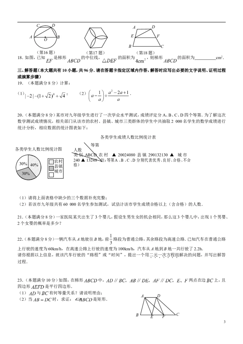 2009年江苏省宿迁市中考数学试卷及答案_中考真题_2.数学中考真题2015-2024年_地区卷_江苏省_宿迁中考数学08-22
