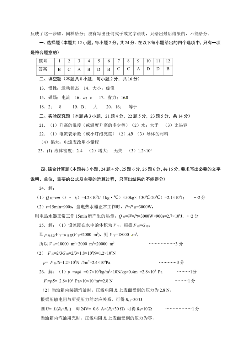 2013年威海市中考物理试题及答案_中考真题_4.物理中考真题2015-2024年_地区卷_山东省_山东威海物理10-20