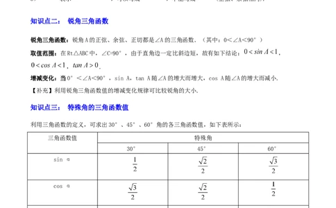 专题11锐角三角函数（3大模块知识梳理+9个考点+4个重难点+2个易错点）（原卷版）_2数学总复习_2025中考复习资料_2025年中考数学一轮知识梳理