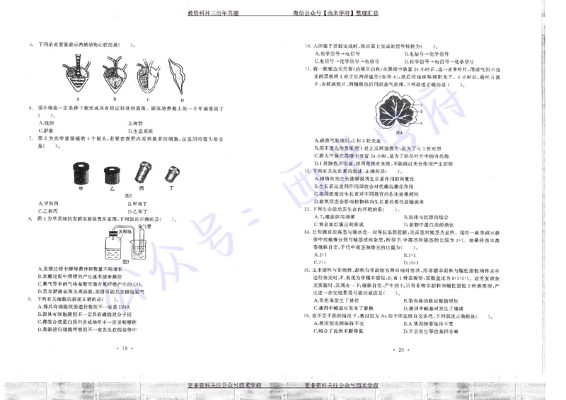 16年上-19年下-初中生物真题-题本_4-教培资料-26年最新资料-同步更新_初中高中教资_03科三专项（进去保存报考的学科即可）_01科目三FB网课、三色速记手册、知识点导图等推荐