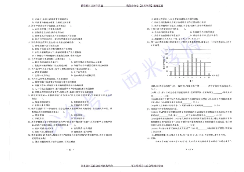 16年上-19年下-初中生物真题-题本_4-教培资料-26年最新资料-同步更新_初中高中教资_03科三专项（进去保存报考的学科即可）_01科目三FB网课、三色速记手册、知识点导图等推荐