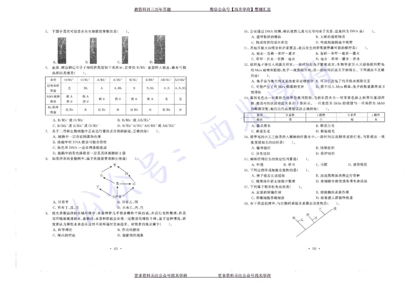 16年上-19年下-初中生物真题-题本_4-教培资料-26年最新资料-同步更新_初中高中教资_03科三专项（进去保存报考的学科即可）_01科目三FB网课、三色速记手册、知识点导图等推荐