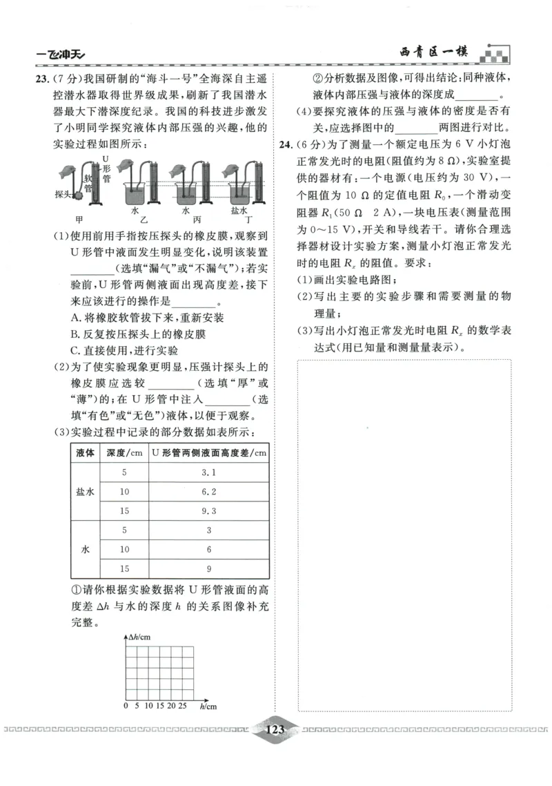 2026《一飞冲天中考模拟试题汇编》物理参考答案_《一飞冲天-中考专项》2026版_一飞冲天-中考模拟试题汇编（2026版）