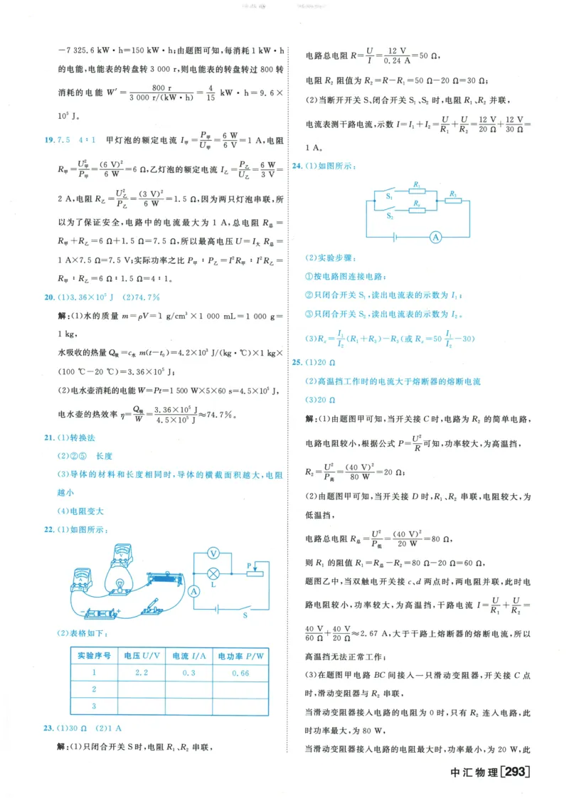 2026《一飞冲天中考模拟试题汇编》物理参考答案_《一飞冲天-中考专项》2026版_一飞冲天-中考模拟试题汇编（2026版）