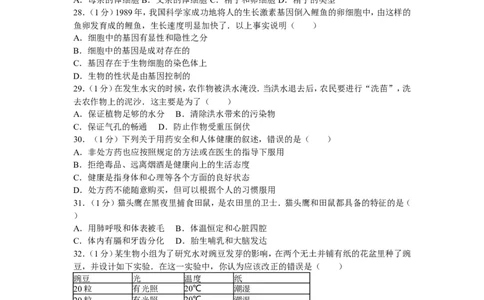 2010年山东青岛初中生物学业考试题及答案_中考真题_8.生物中考真题2015-2024年_地区卷_青岛生物