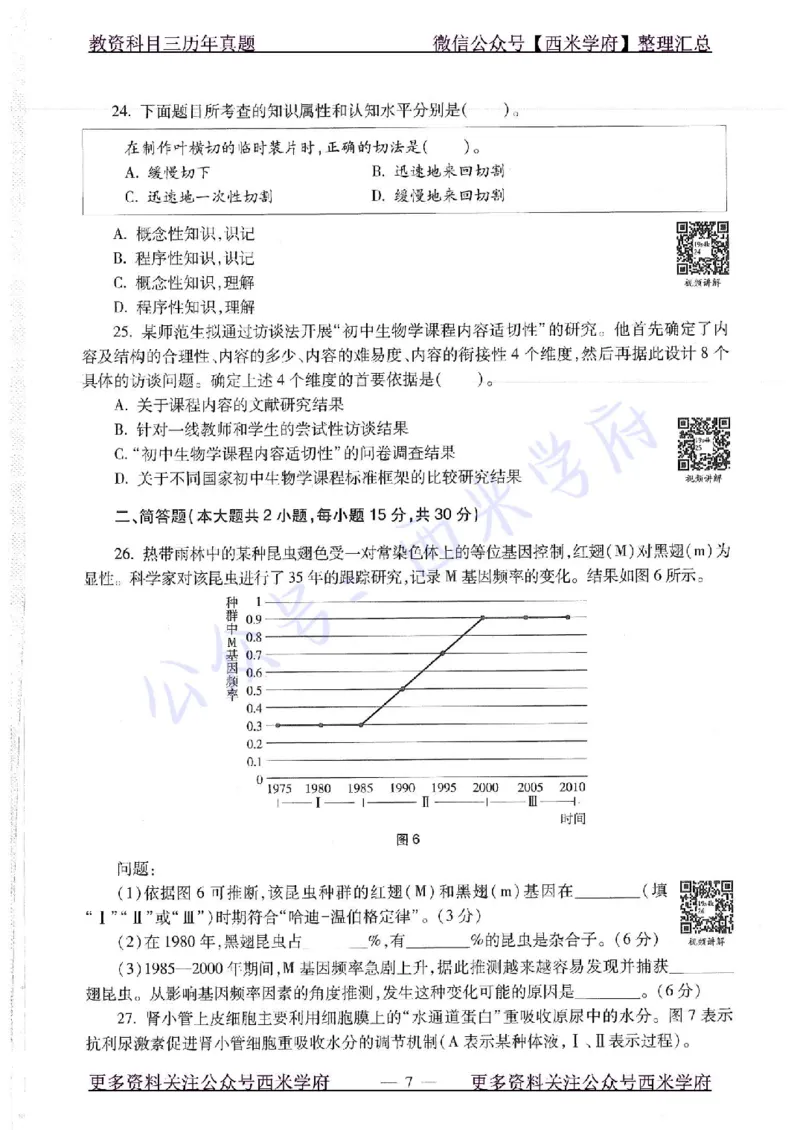 16下-19年上-初中生物真题-题本_4-教培资料-26年最新资料-同步更新_初中高中教资_03科三专项（进去保存报考的学科即可）_01科目三FB网课、三色速记手册、知识点导图等推荐