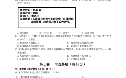 2010年山西省中考历史试题及答案_中考真题_6.历史中考真题2015-2024年_地区卷_山西中考历史2008---2022年（山西省统一试卷）