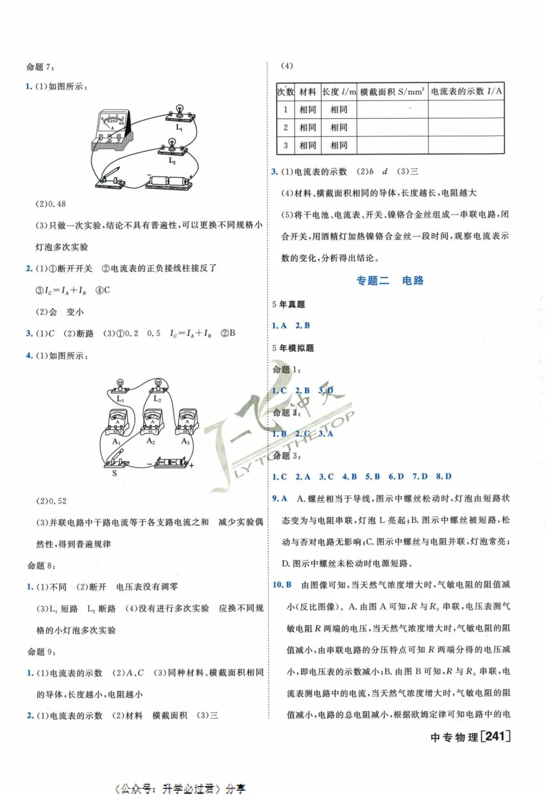 一飞冲天-中考专项精品试题分类-物理参考答案_《一飞冲天-中考专项》2026版_一飞冲天-中考专项精品试题分类（2024版）