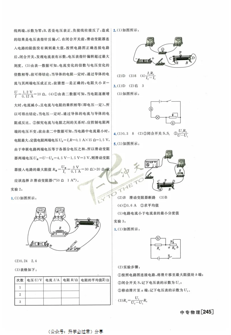 一飞冲天-中考专项精品试题分类-物理参考答案_《一飞冲天-中考专项》2026版_一飞冲天-中考专项精品试题分类（2024版）