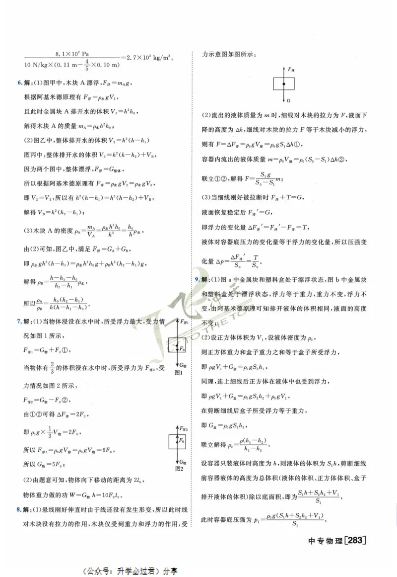一飞冲天-中考专项精品试题分类-物理参考答案_《一飞冲天-中考专项》2026版_一飞冲天-中考专项精品试题分类（2024版）