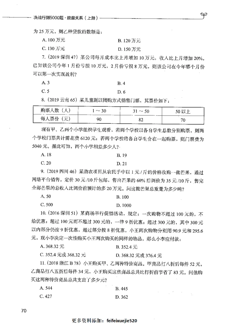 07数量关系（题本）_26吉林考备考资料包_11省考刷题包_04决战行测5000题_行测5000题2021年7月版次