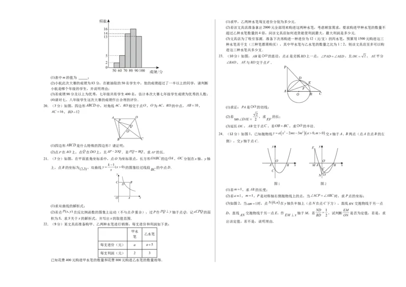 数学（呼和浩特卷）（考试版A3）_2数学总复习_赠送：2024中考模拟题数学_一模_数学（呼和浩特卷）-2024年中考第一次模拟考试