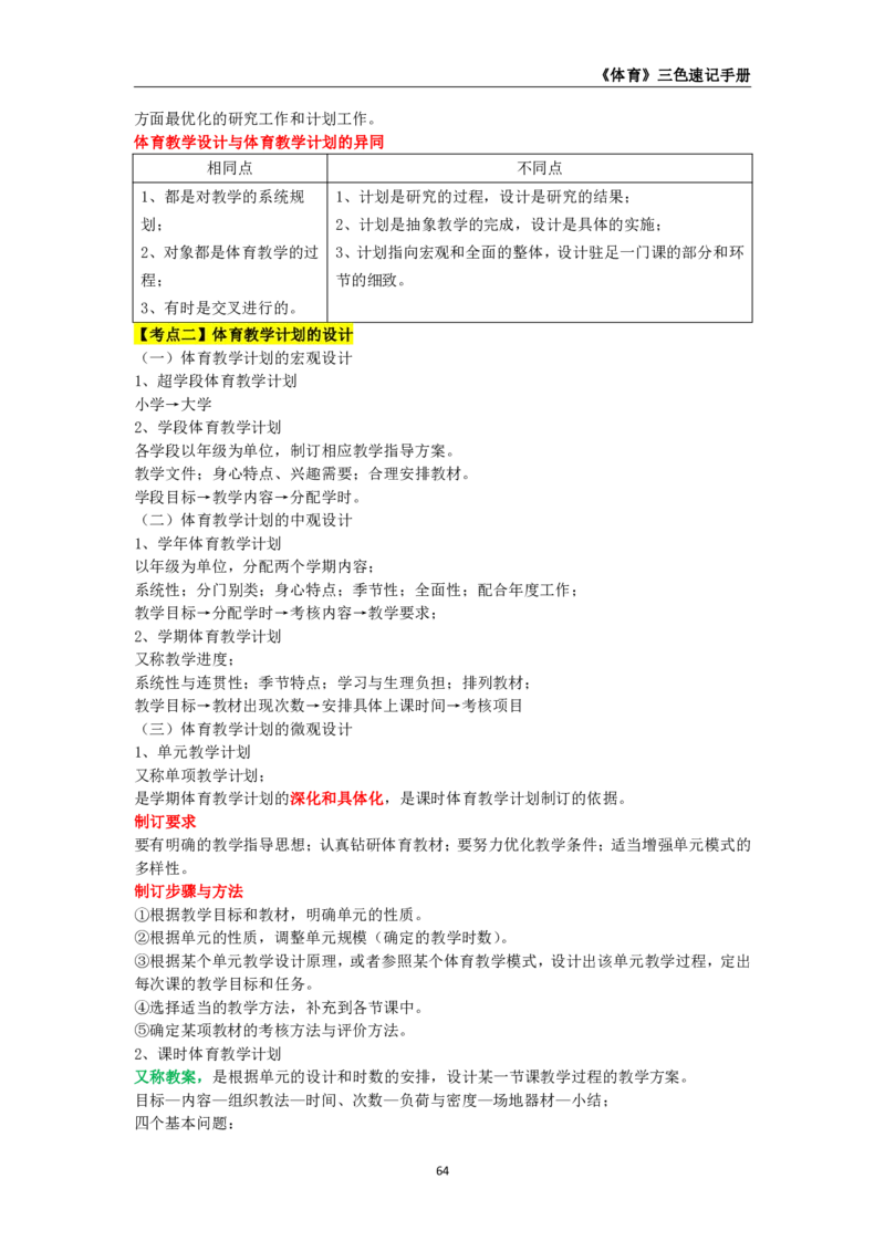 教师资格《（初中）体育与健康》三色速记手册_教资_33教资笔试历年真题汇总（科一+科二+科三）_科三真题_02初中科三各科电子资料包合集_体育（资料文档）