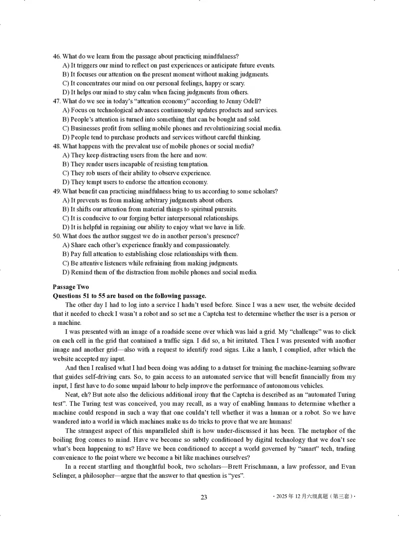 2025年12月六级真题-第三套_六级真题及答案（2015.6-2025.12）_32025年12月六级真题+解析+听力（最新）_12025年12月英语六级真题试卷（三套全）