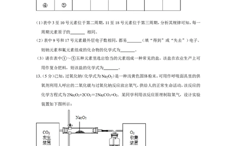 2013年四川省泸州市中考化学试卷（含解析版）_中考真题_5.化学中考真题2015-2024年_地区卷_四川省_四川泸州化学12-22