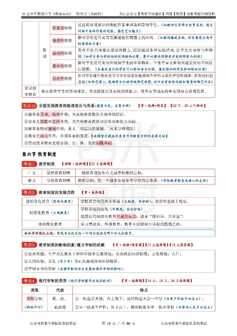西米学府26上中学-教育知识与能力（中学科二）一轮笔记_教资_26上西米学府一轮重点笔记（中学科一）