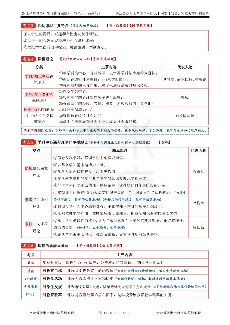 西米学府26上中学-教育知识与能力（中学科二）一轮笔记_教资_26上西米学府一轮重点笔记（中学科一）