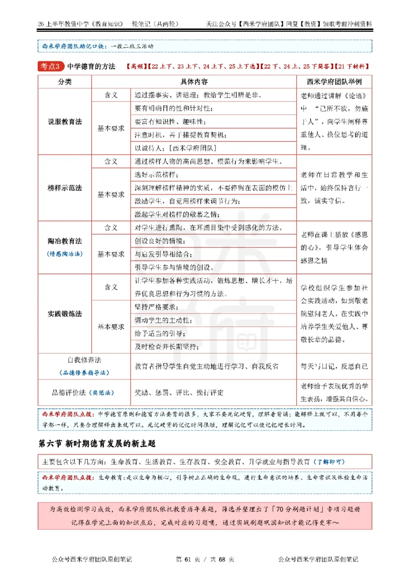 西米学府26上中学-教育知识与能力（中学科二）一轮笔记_教资_26上西米学府一轮重点笔记（中学科一）