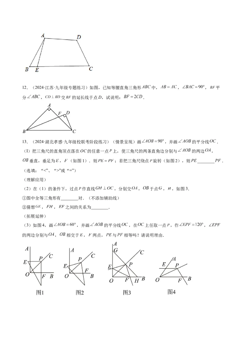 2025年中考数学几何模型综合训练（通用版）专题15全等三角形模型之角平分线模型解读与提分精练（学生版）_2数学总复习_2025中考复习资料_2025年中考数学几何模型综合训练(通用版)
