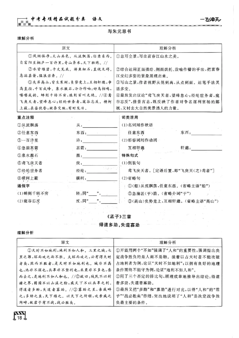 一飞冲天-中考专项精品试题分类-语文古诗文阅读+默写精讲精练_《一飞冲天-中考专项》2026版_一飞冲天-中考专项（2026版）