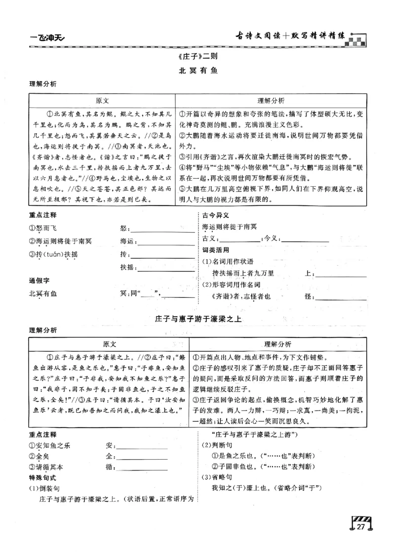 一飞冲天-中考专项精品试题分类-语文古诗文阅读+默写精讲精练_《一飞冲天-中考专项》2026版_一飞冲天-中考专项（2026版）