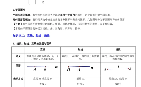 专题07图形的初步认识（2大模块知识梳理+10个基础考点+3个重难点+5个易错点）（原卷版）_2数学总复习_2025中考复习资料_2025年中考数学一轮知识梳理