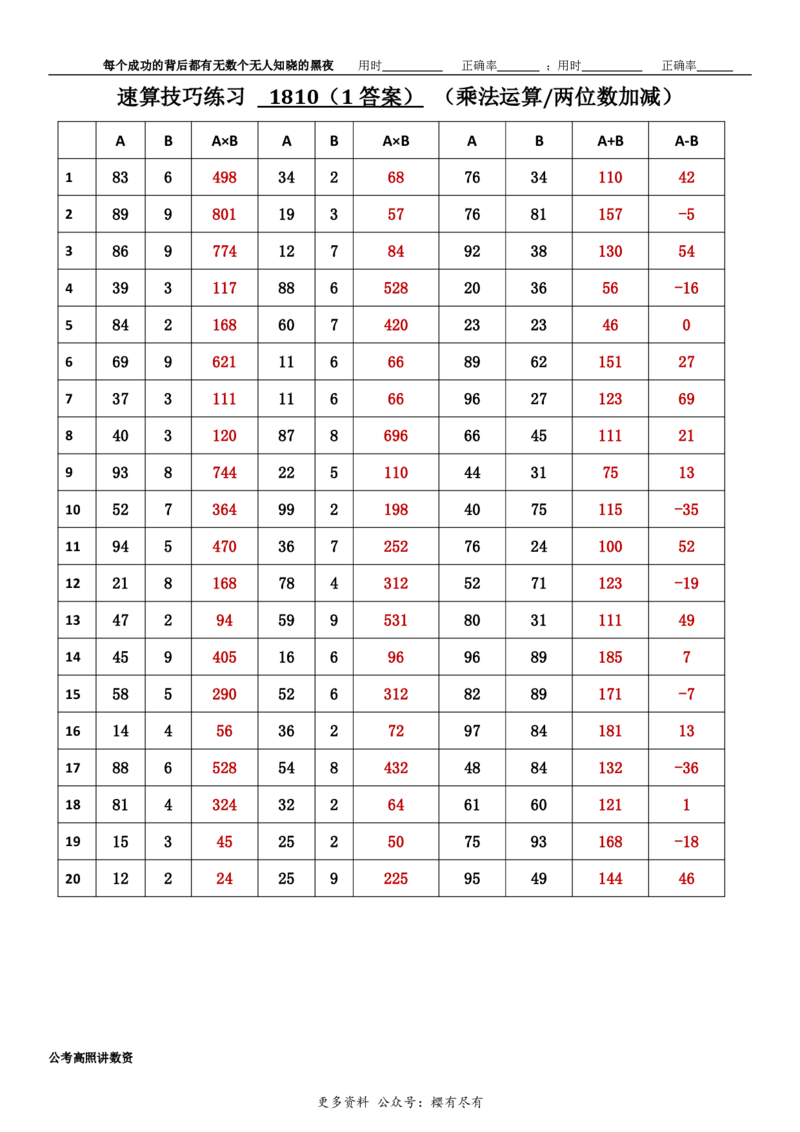 新速算1803-1812（答案版）_2026考公资料_超格合集_数资高照合集_速算高照抖音速算直播课_速算每日打卡题